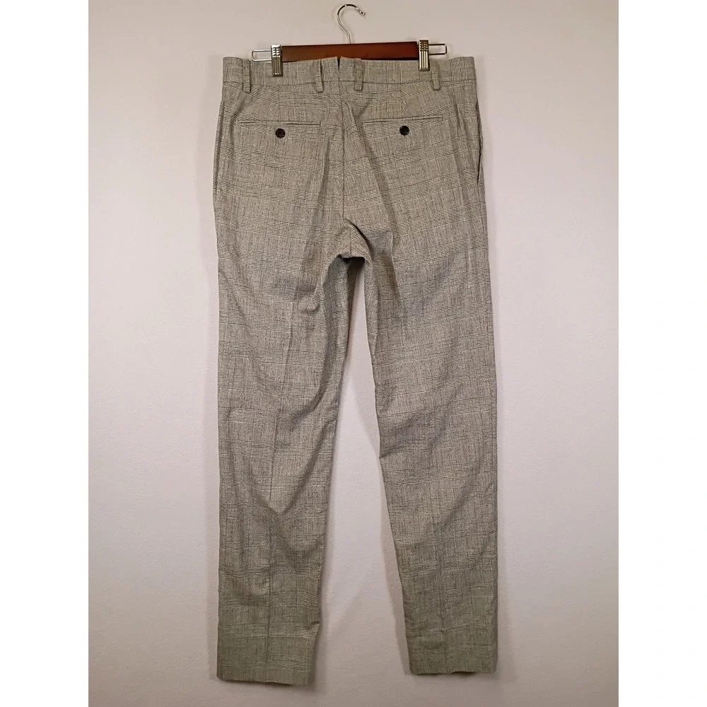 Classic Academia Banana Republic Mens 31x32 Grey Tan Glen Plaid Dress Pants